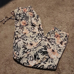 About A Girl Floral Track Pants - Black and Pink